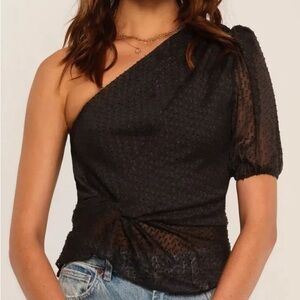 Heartloom Black One-Shoulder Blouse